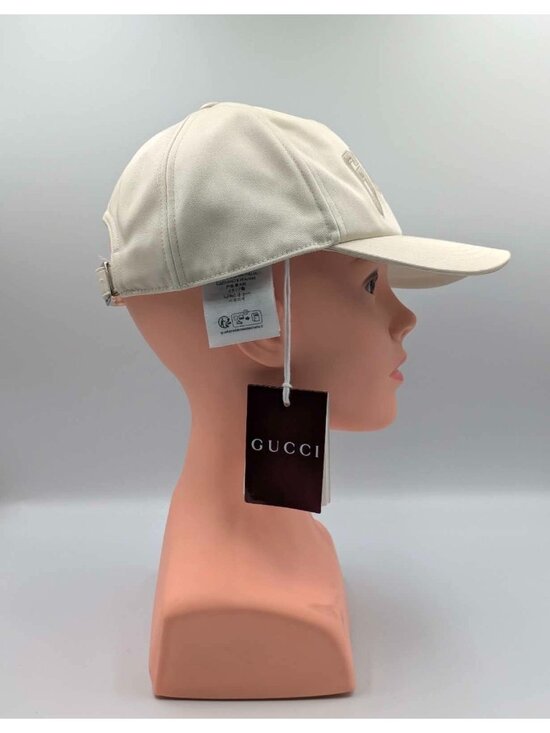 Gucci Embroidered Cotton Baseball Cap Ivory L 59cm 817455
